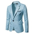 thumbnail image 2 of SWSMCLT Men's Blazer Jacket Casual Winter Fall Blazer Long Sleeve Office Button Slimming One Button Sport Coat Light Blue Large, 2 of 4
