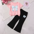 thumbnail image 5 of ZOYOEN Toddler Girls Outfits Set- Soft Cute Comfortable Shorts Sleeve T Shirts and Flare Pants Baby Summer Clothes Pink Size 4 T, 5 of 5