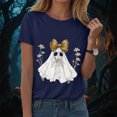 thumbnail image 2 of TOWED22 Halloween Shirts for Women Cute Ghost Graphic Tees Fall Crewneck Short Sleeve Costumes Autumn Party Graphic T-Shirt(Navy,L), 2 of 8