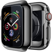 SPYCASE Compatible for Apple Watch 38mm with Built in TPU Screen Protector All-Around Protective Case Clear Ultra-Thin Cover for Apple Watch 38mm Series 3 Series 2 Series 1 (Black, 38mm)