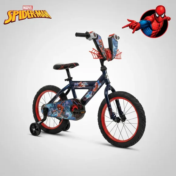 Bicicleta Niños Huffy Marvel Spiderman R16 y Scooter Combo