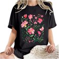 thumbnail image 7 of iHengLiXing Plus Size Spring Tops for Women 2025 Dressy Casual Women's Fashion Summer Round Neck Drop Sleeves Short Sleeve Printing Black XL, 7 of 7