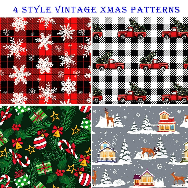 Christmas Wrapping Paper for Men Women Boys Girls Kids - 4 Styles Vintage  Xmas Gift Wrap Paper for Birthday New Year Party - 8 Large Sheets, 27 x 37  inch 