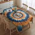 thumbnail image 2 of Orange Blue Tie Dye Spiral Pattern Rectangle Tablecloth 60"x84",Waterproof Polyester Rectangle Table Cloth, Wipeable Spillproof Polyester Tablecloth for Dining, Camping, Indoor and Outdoor, 2 of 5
