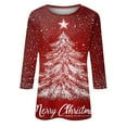 RYDCOT Christmas 3/4 Sleeve T Shirts for Women 2025 Crewneck Tees