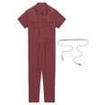 thumbnail image 5 of Alvivi Men's Blend Work Coveralls Short Sleeve Jumpsuit Multiple Pockets Zipper Overalls Workwear Burgundy M, 5 of 7