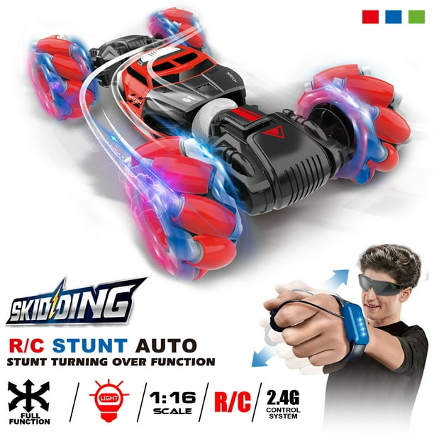 RC Stunt Car 4WD Watch Gesture Sensor Control Deformable Electric Car  All-Terrain Transformable Car Auto-demo for Kids Christmas Gift w/ LED  Light Music 