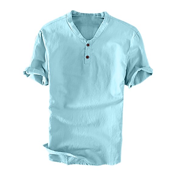 pstuiky Camisas casuales de manga corta para hombre, Camisa informal holgada de manga corta para hombre, color liso, cómoda, con cuello vuelto camisas casuales para hombre xxxxxl