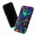 thumbnail image 3 of Haunted House Halloween Phone Case, Spooky Neon Ghost & Pumpkin iPhone Cover, Gothic Purple & Green October Aesthetic for iPhone 16/15/14/13/12/11, 3 of 6