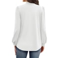 thumbnail image 4 of Camisas de Larga para Mujer, Blusas de Cuello Alto con Pliegues Delanteros, Ropa Informal Elegante para Otoño. M, 4 of 5