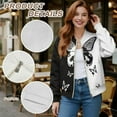 thumbnail image 7 of SCRAWLGOD Butterfly Print White Black Jackets for Women Fall Fashion Coats Crew Neck Trendy Comfortable Sweatshirts Lightweight Zip Up Jackets Dressy Casual, XXL, 7 of 7