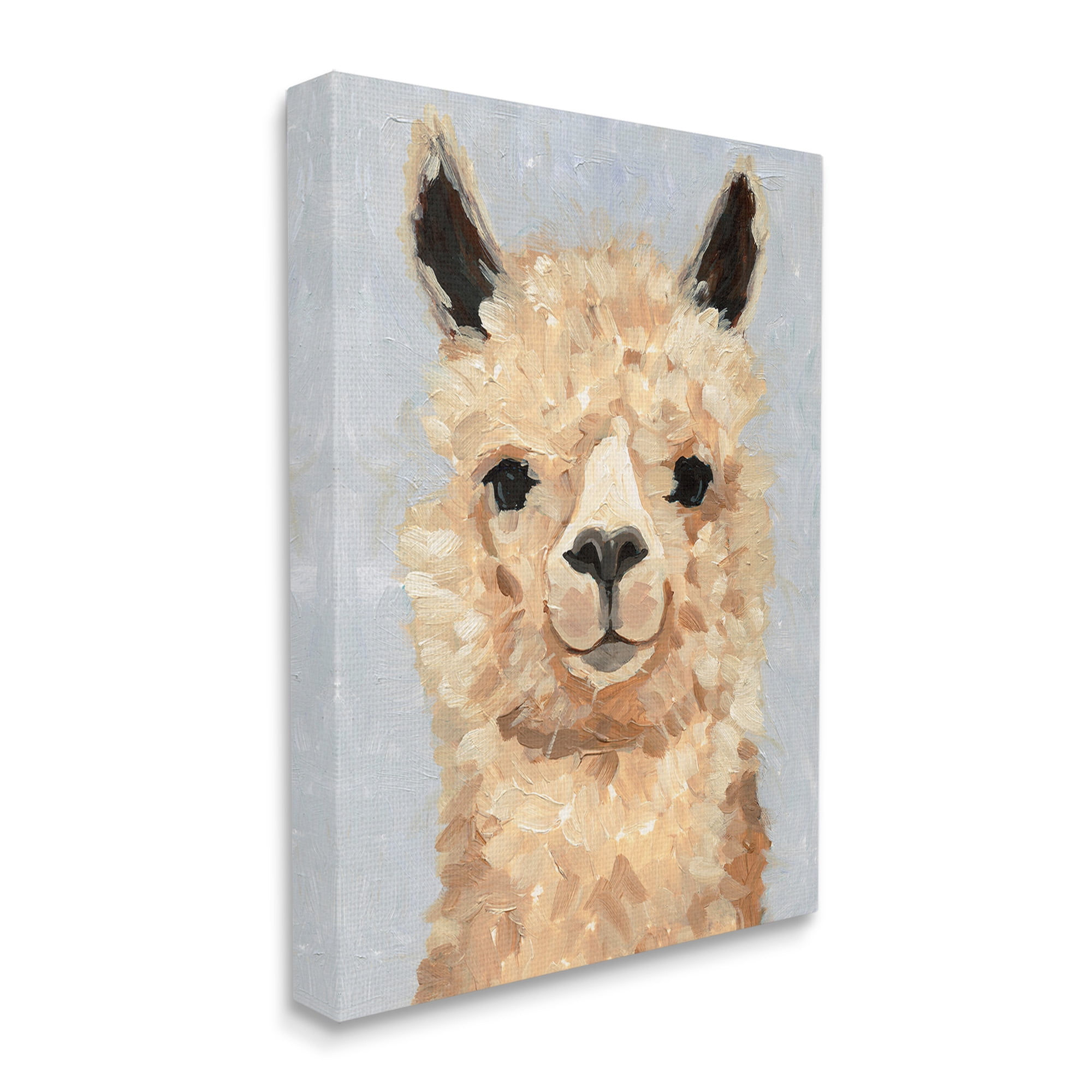 Stupell Industries Fuzzy Alpaca Painting Animals & Insects Painting Gallery Wrapped Canvas Art Print Wall Art, 16 x 20