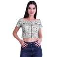 thumbnail image 1 of Moomaya Tunique Courte à Manches Courtes en Viscose Imprimée avec Fermeture Éclair Hauts d'Été pour Femmes, 1 of 4