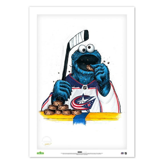 Cookie Monster Columbus Blue Jackets 14" x 20" Sesame Street Limited Edition Fine Art Print