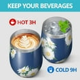 thumbnail image 4 of 12oz Stemless Wine Tumblers Navy Daisy Flower White Blooms Pattern Vacuum Insulated Stainless Steel Travel Tumbler Cups Mug with Lid and Straw for Champaign,Cocktail,Beer with Cleaning Brush, 4 of 5