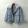 thumbnail image 2 of WEIYLL Womens Fleece Jackets Solid Color Lapel Collar Long Sleeve Plus Size Denim Zipper Blue Cold Weather Tops Size L, 2 of 8