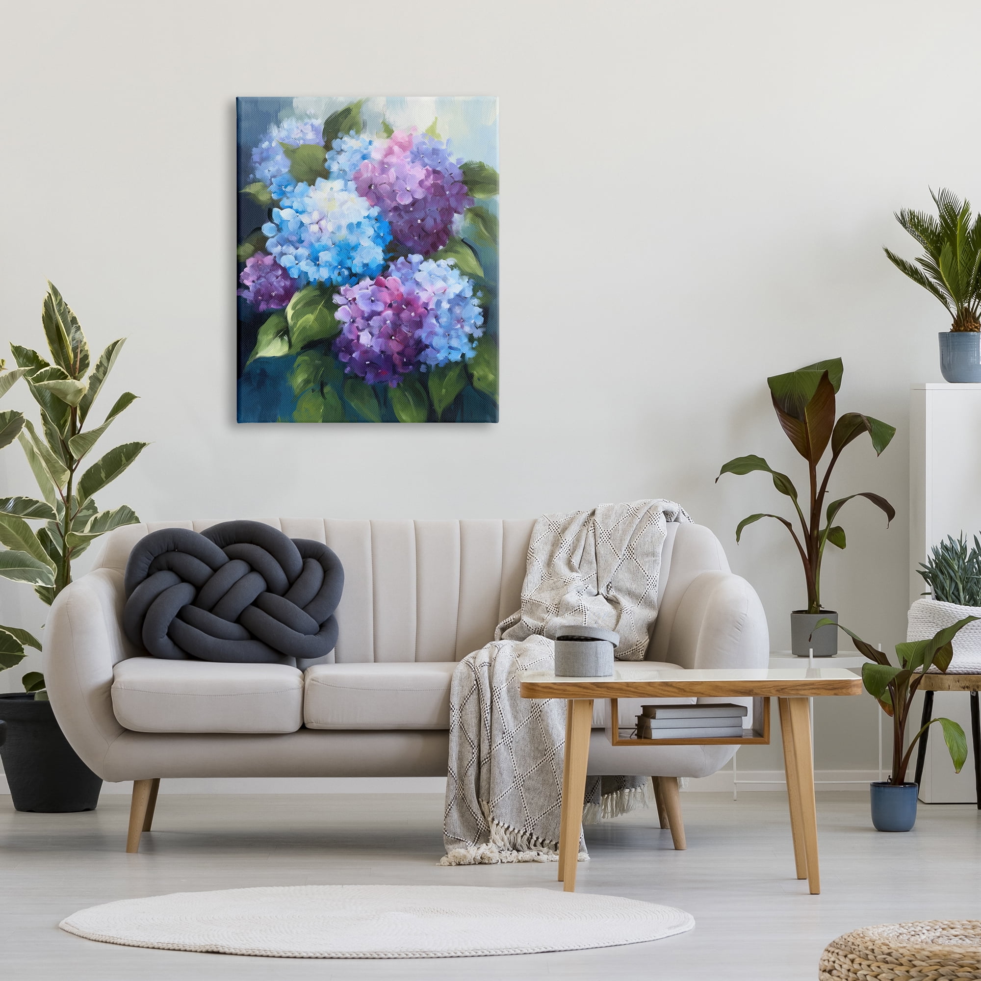 Stupell Industries Blue & Purple Hydrangeas Botanical & Floral Painting Gallery Wrapped Canvas Print Wall Art, 30 x 40