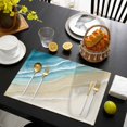 thumbnail image 3 of Teal Blue Beach Coastal Placemats Set of 4, Summer Ocean Nautical Seaside Placemats for Dining Table, Place Mats for Kitchen Tabletop, Waterproof Wipeable Dining Table Mats Set, 3 of 9