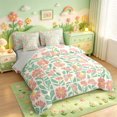 thumbnail image 2 of meiyoeat Soft Floral 7-Piece Twin Bedding For Girls,Pastel Print Bedding Comforter Set,Pink Green Cream,Light Gray Reversible, 2 of 7