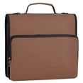 thumbnail image 2 of Haosy 3 Ring Zipper Binder with Shoulder Strap Waterproof Trapper Keeper 2 Inch D-Ring 500 Sheets Capacity, Caramel Brown, 2 of 8