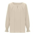 thumbnail image 3 of Dressy Casual Blouse for Women Keyhole V Neck Long Sleeve Shirts Pleated Business Work Tops Spring Clothes 2025, 3 of 5