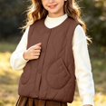 thumbnail image 5 of Besolor Girls Clothes Vests Fall Winter Casual Thermal Warm Sleeveless Button Jackets Waistcoat with Pockets(2-3 Years,Coffee), 5 of 6
