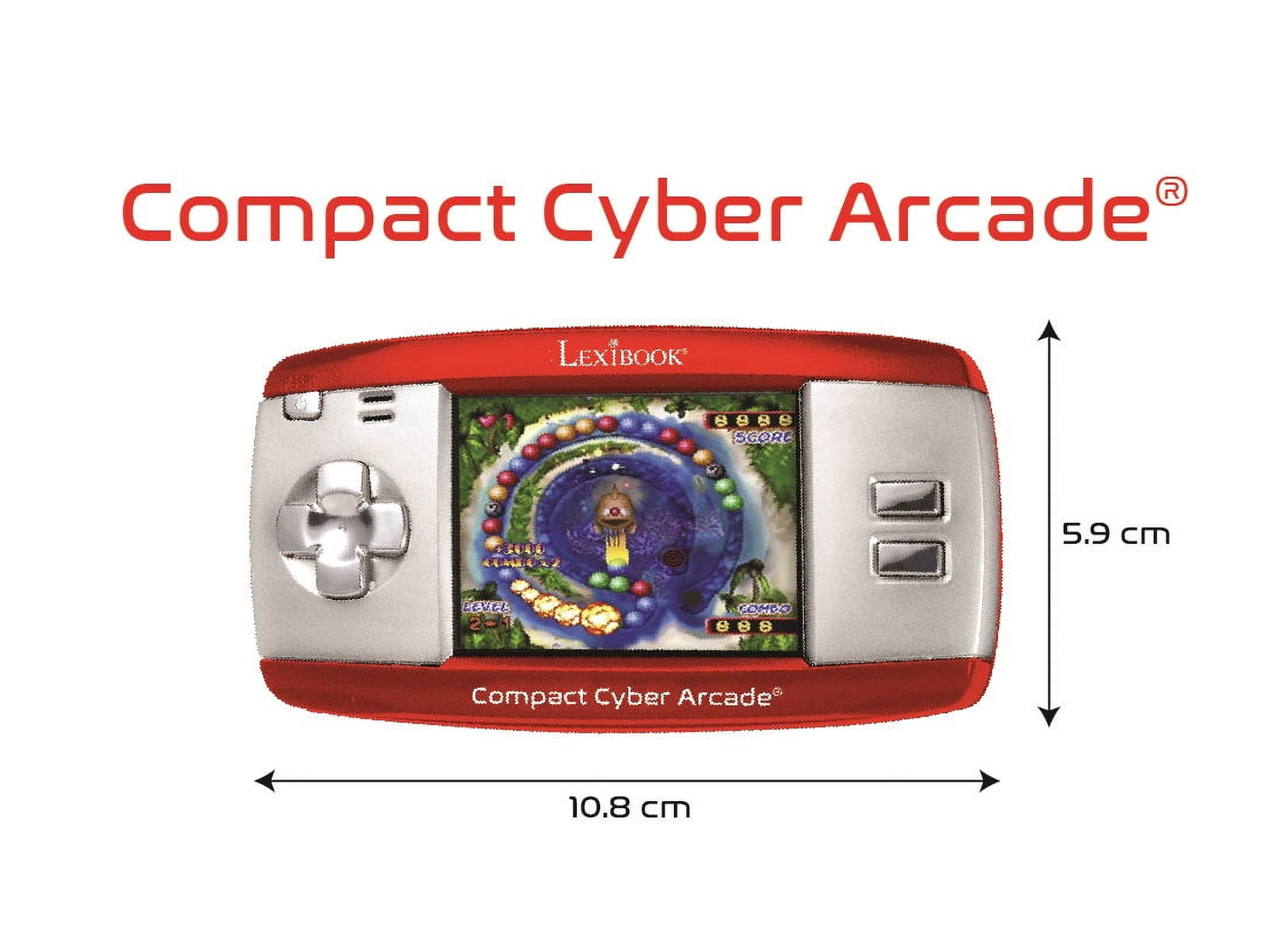 Lexibook Compact Cyber Arcade Portable Gaming Console, 250 Games, LCD, RED, JL2375RD
