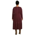 thumbnail image 3 of Terra & Sky Women's Plus Size Long Sleeve Plisse Midi Dress, 3 of 5