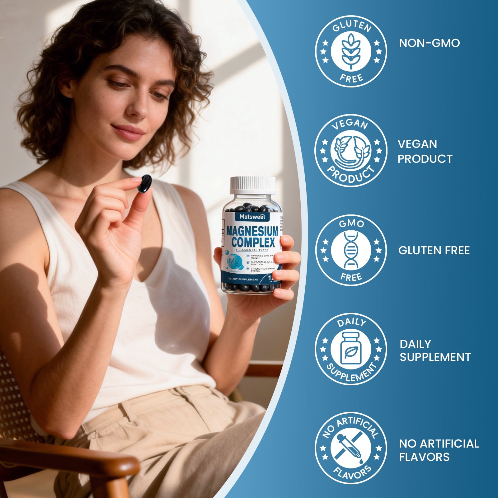 Magnesium Complex 500mg for Bone, Muscle, Heart, Immune & Energy Support - 240 Vegan Capsules, Magnesium Supplement By MS