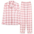thumbnail image 2 of LIZUOJUN Women's Pajama Set 2 Piece Lounge Set Loungewear Soft Sleepwear Long Sleeve Lapel Vest Pants For Autumn And Winter, Pink,XXL, 2 of 4