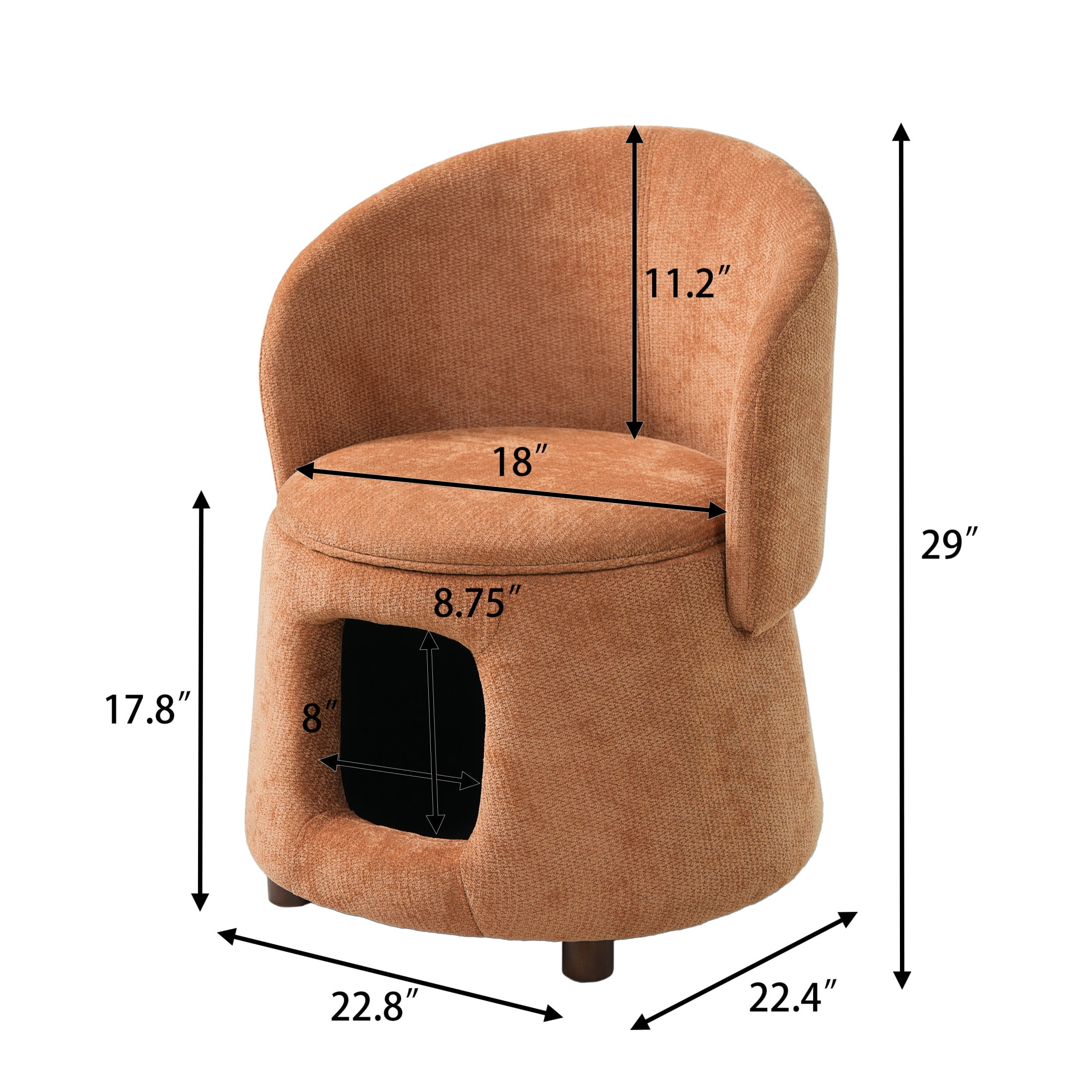 Christopher Knight Home Pet Friendly Accent Chair with Hidden Storage Nook, Convertible Stool, Orange