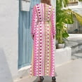 thumbnail image 3 of Pink Dots And Stripes Dress Flowers Hearts Print Elegant Maxi Dress High Waist Long Sleeve Street Fashion Beach Long Dresses, 3 of 5