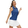 thumbnail image 2 of Xidunhg Women's Polo Shirt Quarter Zipper Golf Vest Sleeveless Quick-Drying Sports Polo Shirt Navy XL, 2 of 7