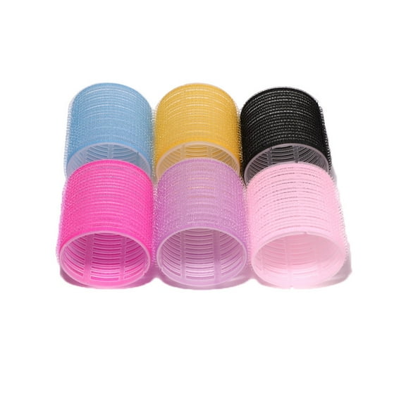 6Pcs Large Size Hair Rollers Curlers 60mm Multicolor Self Grip Cling Nylon Plastic Sticky Curling Tools Pro Salon Hairdressing Curlers or DIY Curly Hairstyle Color Random
