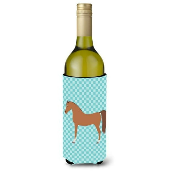 Arabian Horse Blue Check Wine Bottle Beverge Insulator Hugger