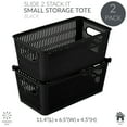 thumbnail image 2 of Simplify 4 Pack Slide 2 Stack It Small Plastic Storage Tote Baskets, Black, 2 of 9