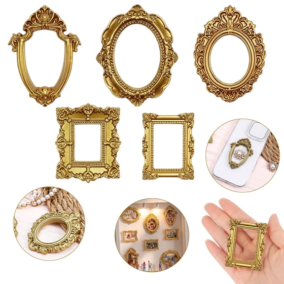 20Pcs Mini Vintage Frames, Tiny Resin Antique Frames, Small Gold picture photo frame for DIY Wall Hanging Jewelry Display Photography Party Hotel Home Decoration