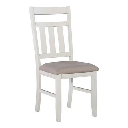 Bowery Hill Wood Set of 2 Upholstered Dining Side Chairs in Smokey White