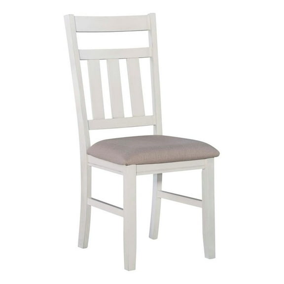 Bowery Hill Wood Set of 2 Upholstered Dining Side Chairs in Smokey White