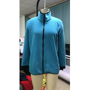 Women Crop Tops Solid Color Zipper Long Sleeve Sweaters Tops Hoodies Pullover Blue XXL