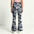thumbnail image 6 of Spazoro Girls Flare Pants with Pockets, Loose Fit High Rise Button Zip Camo Print Lightweight Bell Bottom Trousers for Street Daily Wear Gray Size 13-14, 6 of 7