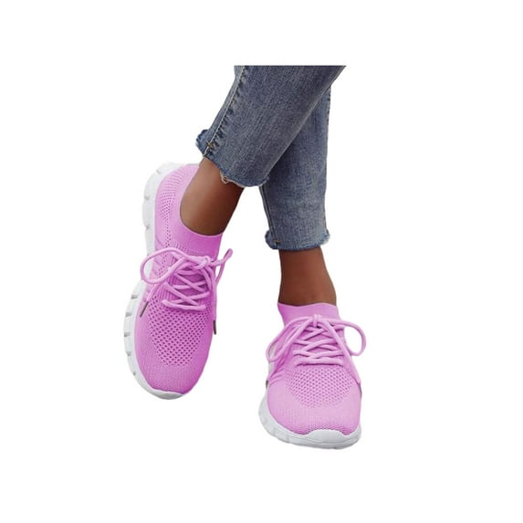Fangasis Women's Mesh Athletic Walking Shoes Lace-up Running Sneakers Gym Outdoor Non Slip Shoes Size 9