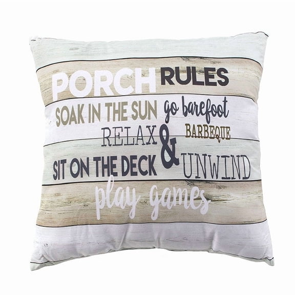 Decorative Patio Rules 16" Throw Pillow with Driftwood Aesthetic