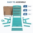 thumbnail image 6 of LOYALICE Adjustable Wheeled HDPE Plastic Outdoor Patio Lounge Chair W/ Cup Holder,78.3"x25.1"x16.3", Turquoise, 6 of 11