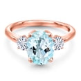 thumbnail image 3 of Gem Stone King 18K Rose Gold Plated Silver Ring Topaz Moissanite (3.46 Cttw), 3 of 7