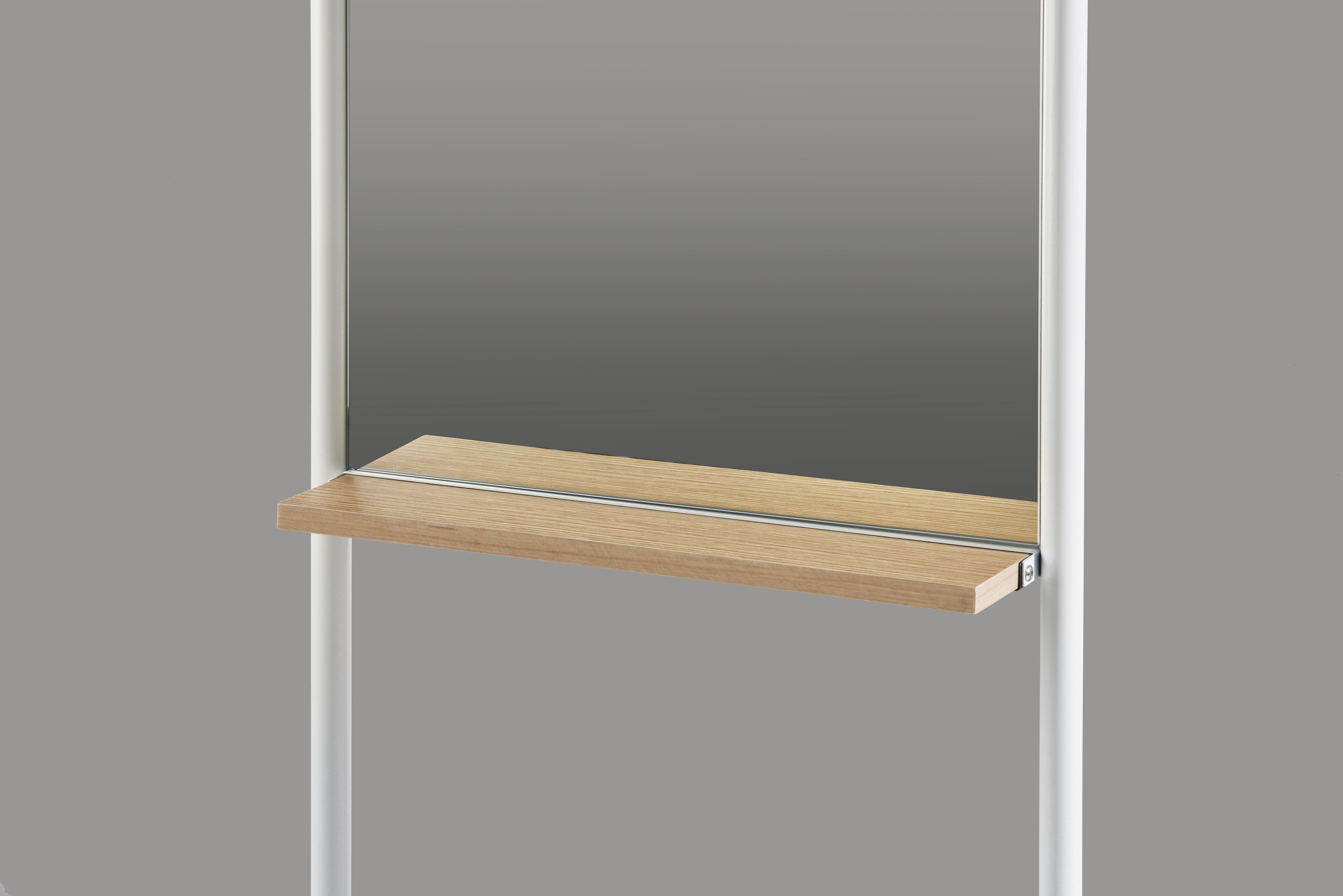 Adesso, Monty Leaning Mirror, White with Natural Paper Veneer on MDF shelf