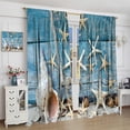 thumbnail image 4 of Marine Life Blackout Curtains Watercolor Water Grass Shell Print Curtains for Living Room Bedroom Privacy Curtains 42x54 Inches, 4 of 6