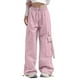 thumbnail image 1 of Pantalones cargo de mujer de cintura media y pierna ancha con bolsillos laterales - Ropa urbana elástica y holgada para viajar - Puños con cordón ajustable en los tobillos, poliéster, para todas la, 1 of 7