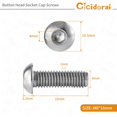 thumbnail image 2 of HAHDAXIA M6-1.0 x 16mm Button Head Socket Cap Bolts Screws， 304 Stainless Steel 18-8， Allen Socket Drive， Full Machine Threads, Quantity 25, 2 of 7