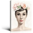 thumbnail image 1 of Rosework Framed Canvas Wall Art,30x40 Inch, Audrey Hepburn with a Flower Crown, Made In USA, 1 of 6